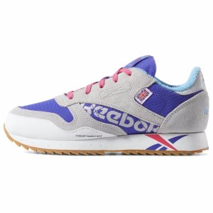 Reebok CL LEATHER RIPPLE MU Turnschuhe Kinder - Grau/Lila - DE 926-OMN